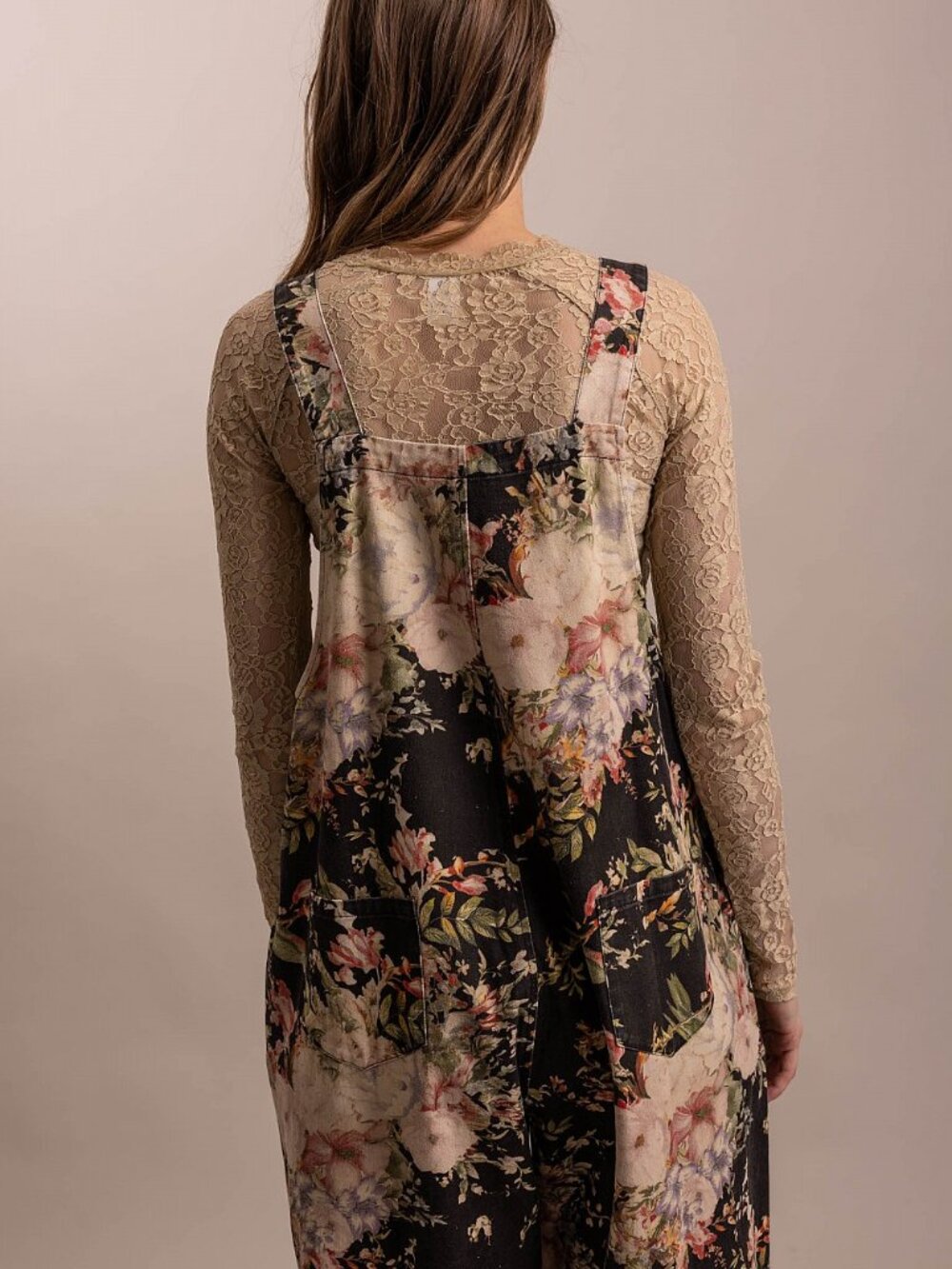 BLUE VELVET BOHEMIAN FLOWERED OVERALLS (LACE TOP POSTED THAT MATCHES PERFECT) - Picture 2 of 2
